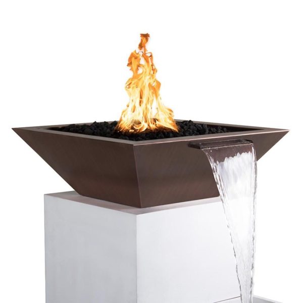 Top Fires Maya 30-Inch Square Hammered Copper Gas Fire and Water Bowl - Electronic (OPT-30SCFWE) Hot on Sale