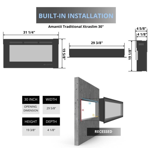Amantii Traditional Xtraslim Built-in Smart Electric Fireplace Sale - Image 4