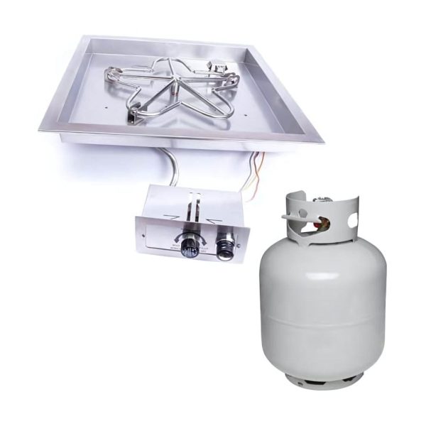 HPC Square Bowl Gas Fire Pit Insert with Push Button Ignition Online Hot Sale - Image 4